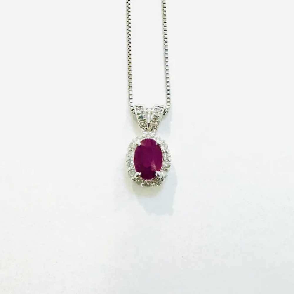 1ctw Natural Ruby & Diamond Solid 18k White Gold … - image 5