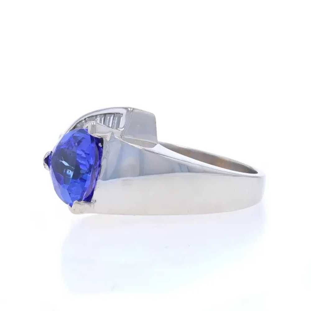 White Gold Tanzanite Diamond Ring - 18k Trillion … - image 3