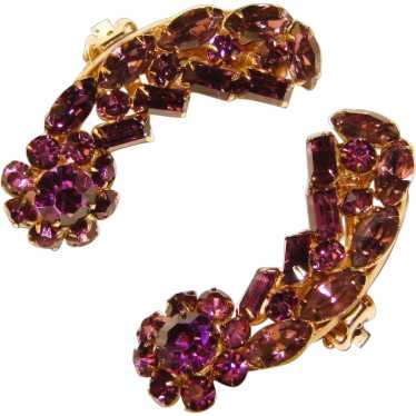 Rare CORO Purple Rhinestone Vintage Ear Climber Cl