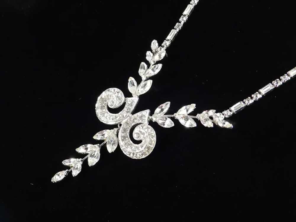 Bogoff Rhinestone Dangle Marquise Baguette Neckla… - image 2