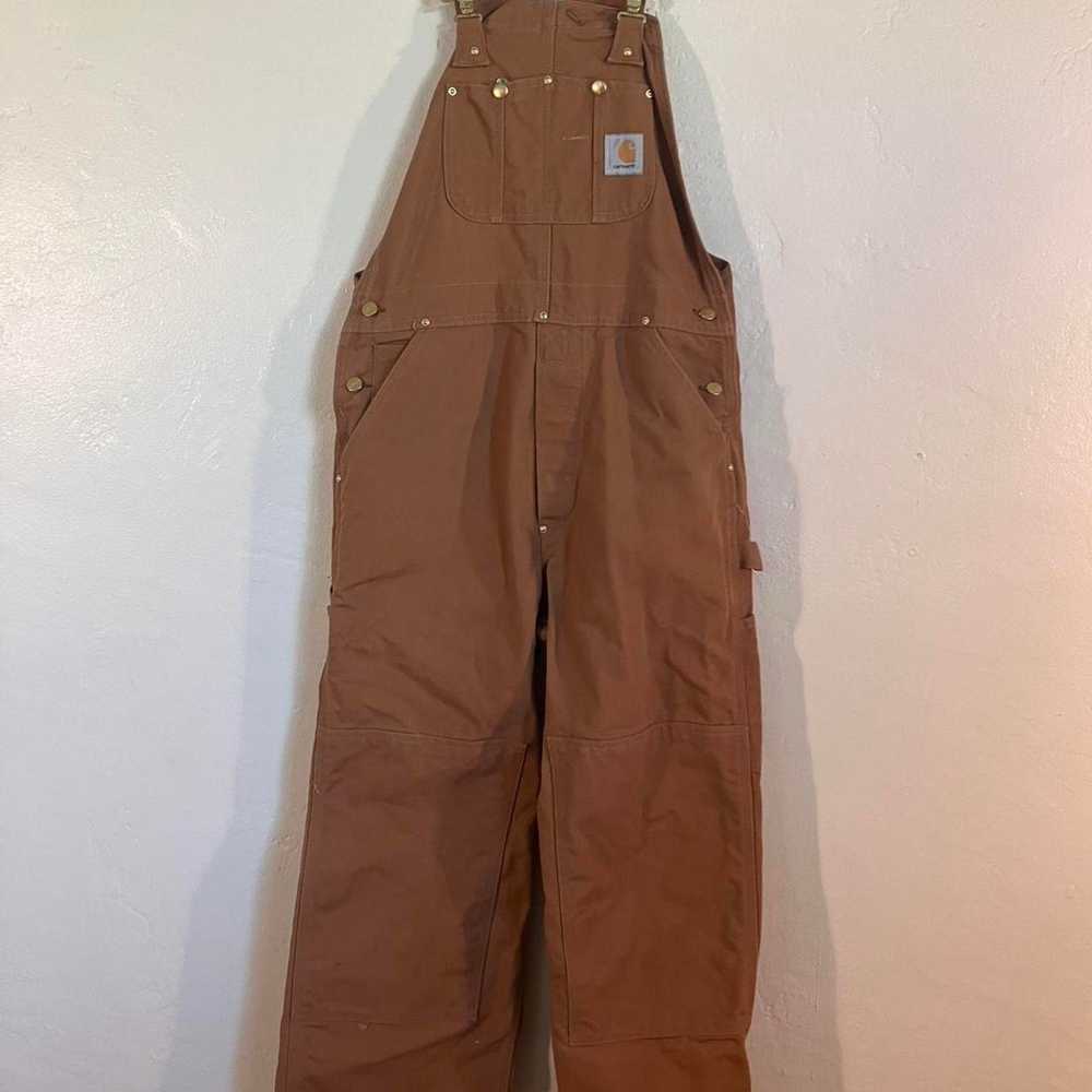 Carhartt × Vintage Vintage Y2K Carhartt Tan Bib O… - image 1