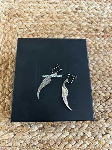 Saint Laurent Paris Feather Clip on Earrings