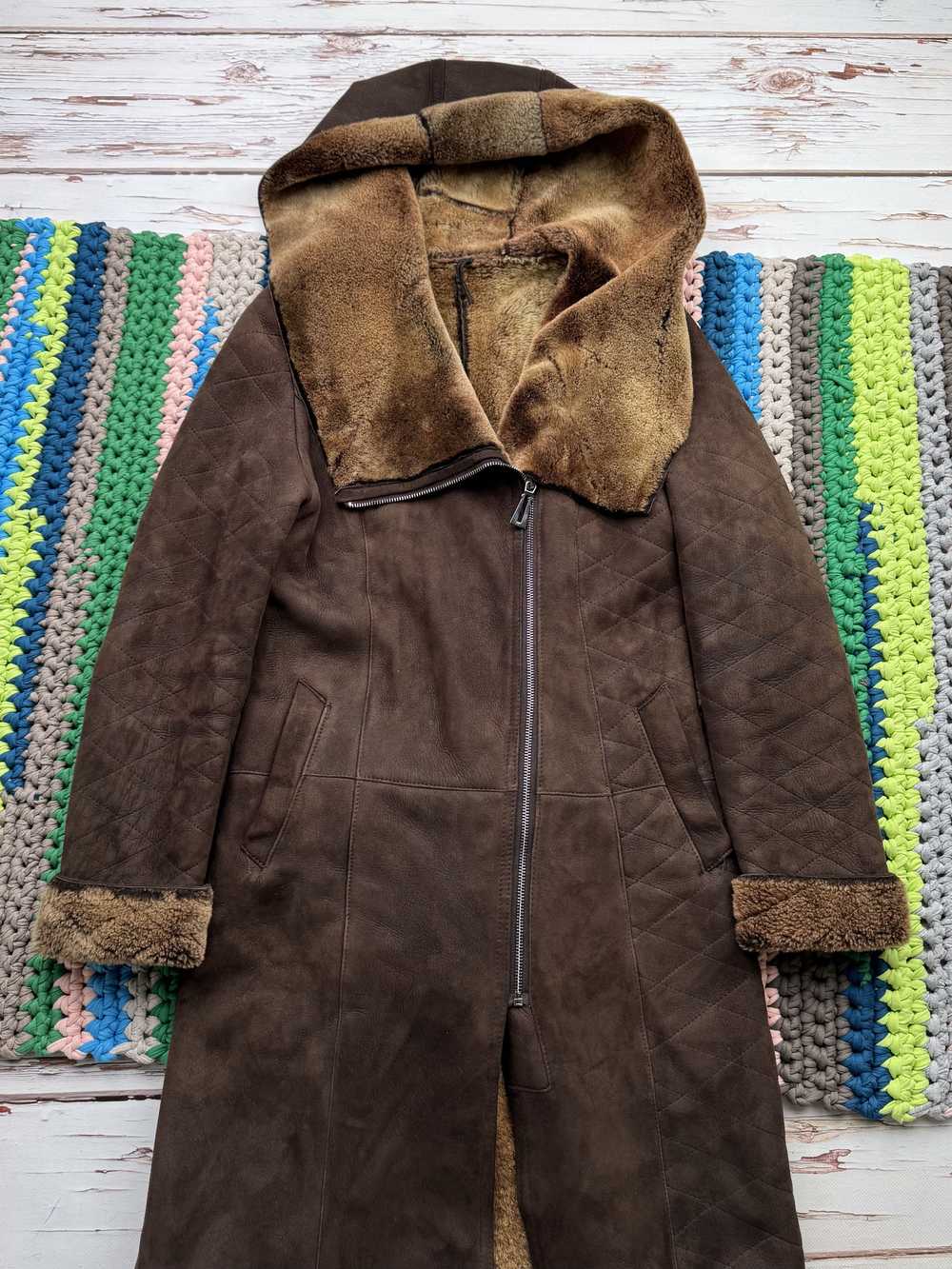 Sheepskin Coat × Streetwear × Vintage Vintage Hoo… - image 2