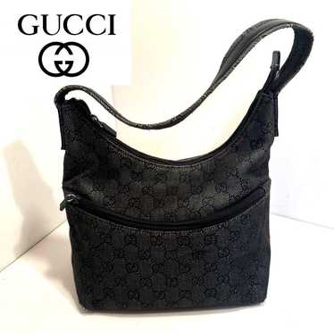 Extreme Beauty   Rare  GUCCI Canvas Handbag Black 