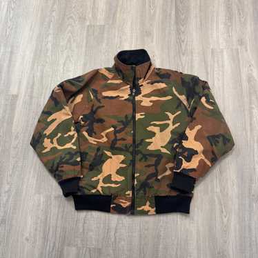 Vintage Duck Bay Camo Bomber Jacket Men's Large 9… - image 1