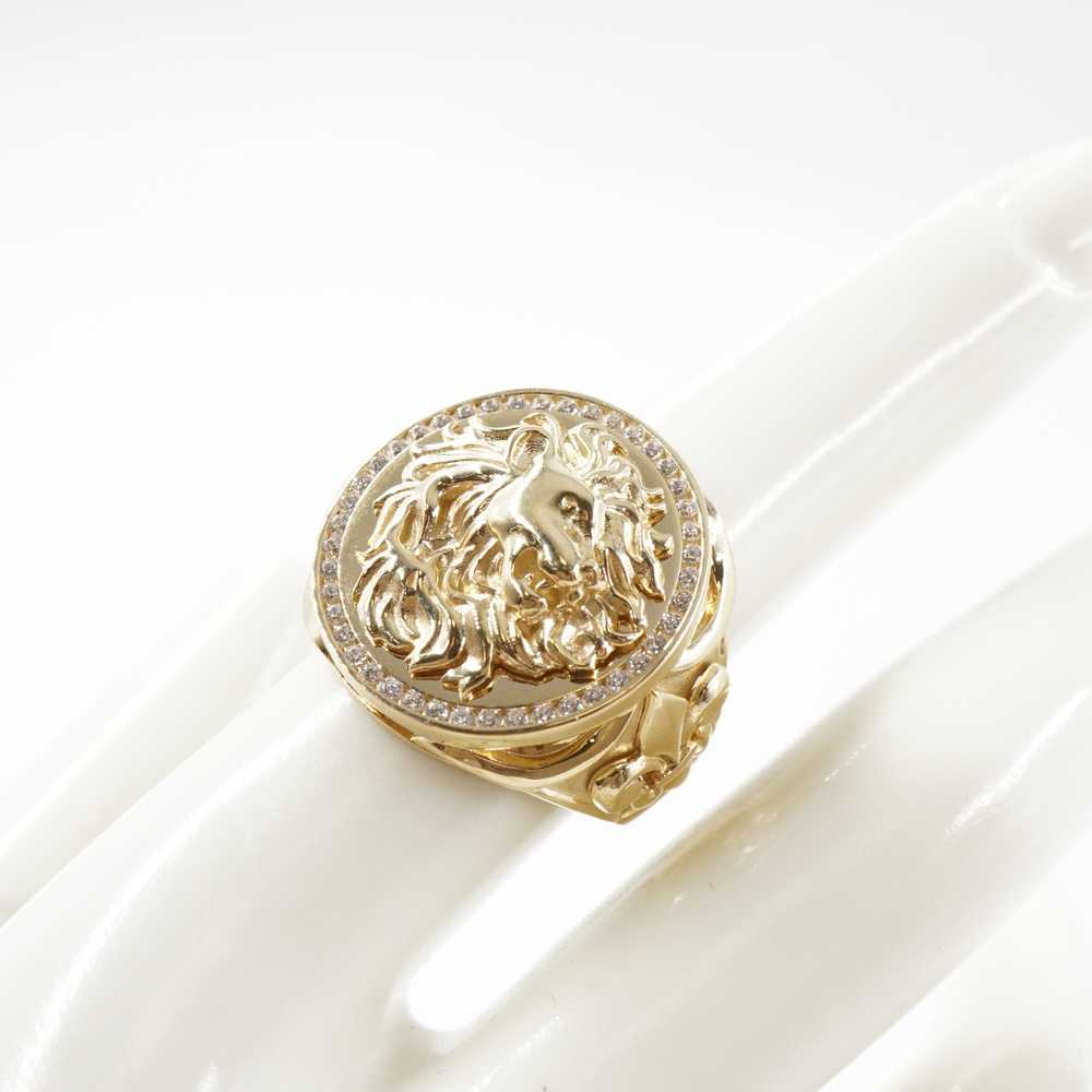 Real 10K Yellow Gold Lion & Roseta Men's Signet R… - image 11