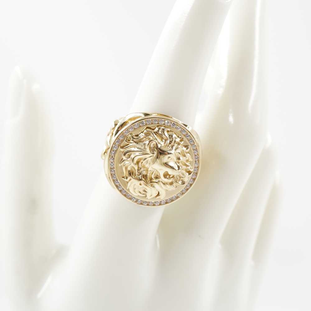 Real 10K Yellow Gold Lion & Roseta Men's Signet R… - image 7