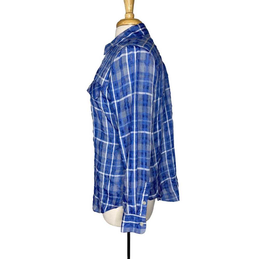 Chicos CHICOS Blue White Lightweight Plaid Shirt … - image 2