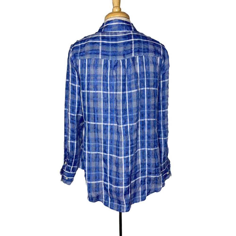 Chicos CHICOS Blue White Lightweight Plaid Shirt … - image 3