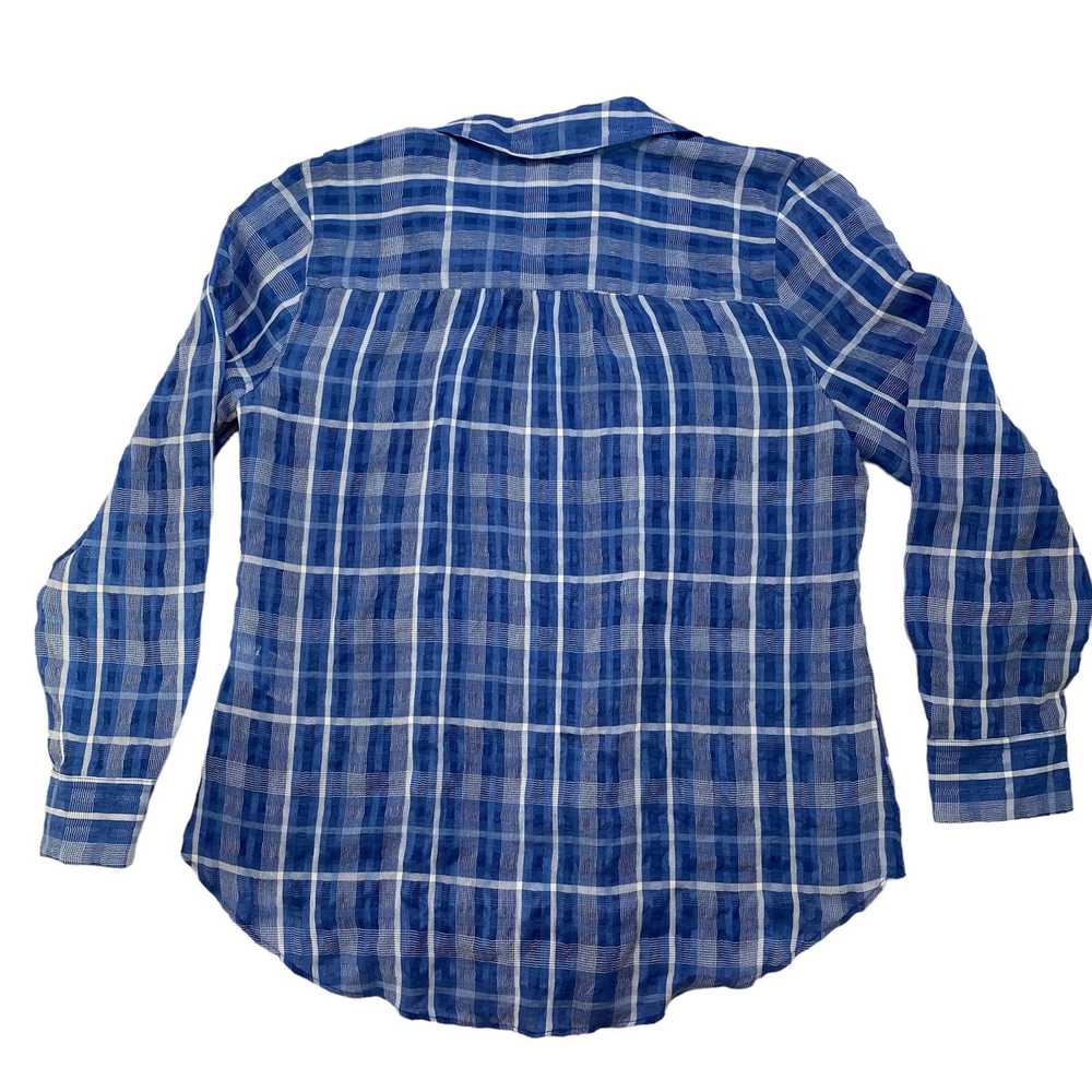 Chicos CHICOS Blue White Lightweight Plaid Shirt … - image 5