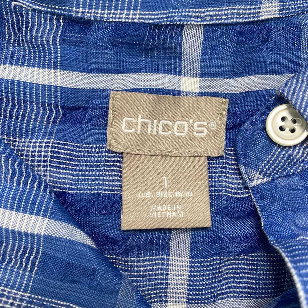 Chicos CHICOS Blue White Lightweight Plaid Shirt … - image 6