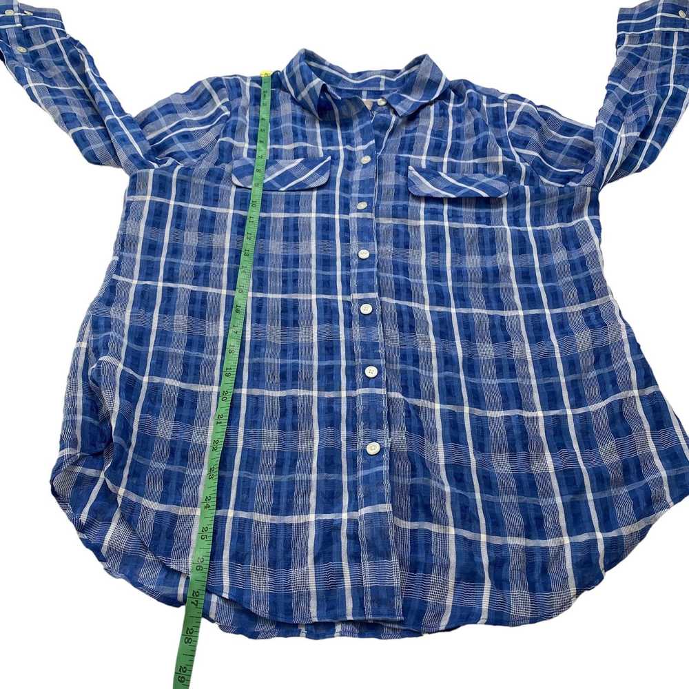 Chicos CHICOS Blue White Lightweight Plaid Shirt … - image 9