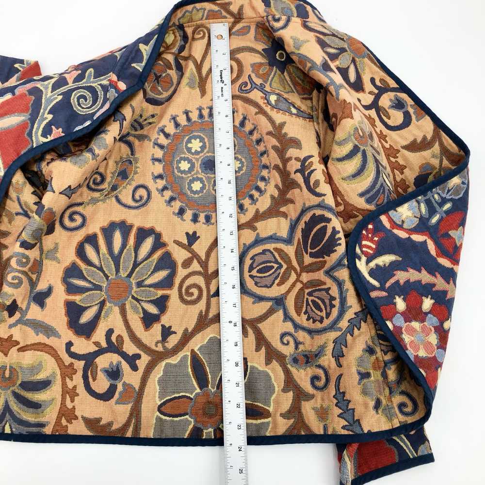 Double-sided Quilted Jacket Blue/Tan Floral Butto… - image 6