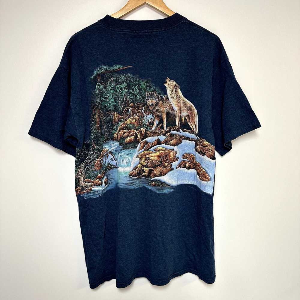 Vintage Vintage Wolf Shirt 90s Habitat AOP T-Shir… - image 3