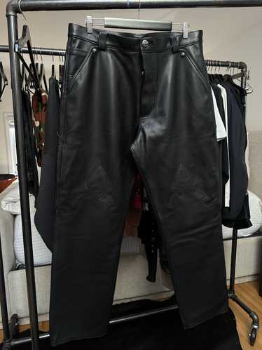 Chrome Hearts CHROME FLEUR KNEE LEATHER PANTS 36