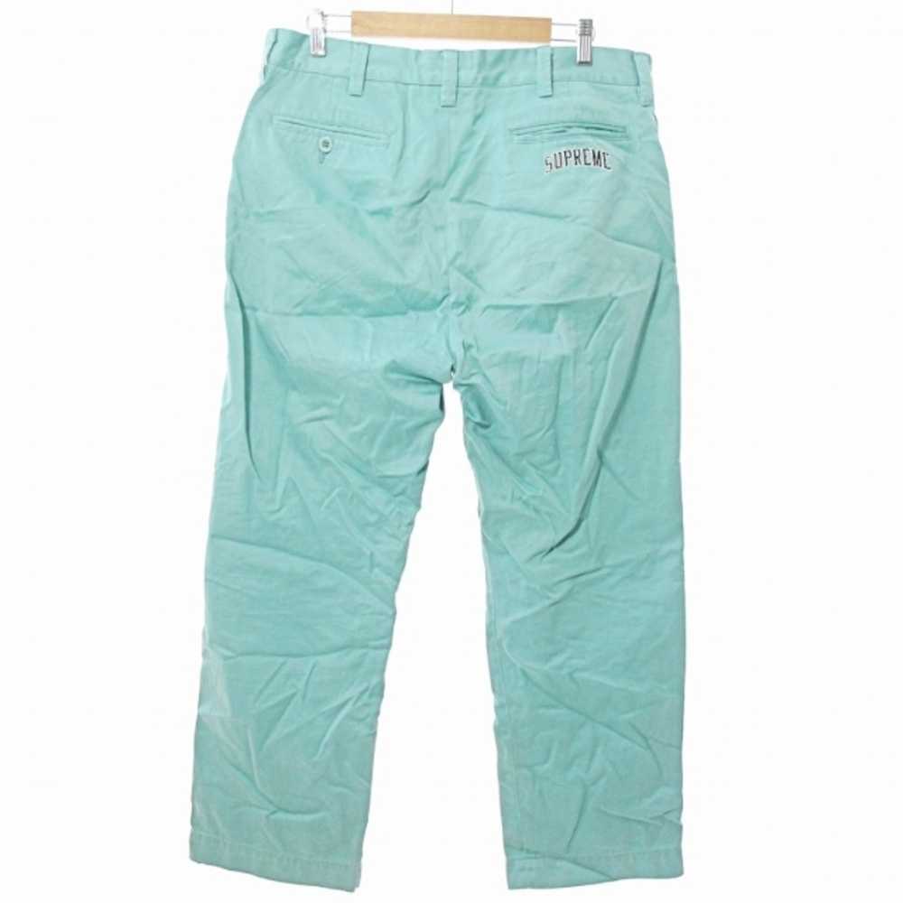 Supreme chinos work pants logo embroidery light g… - image 2