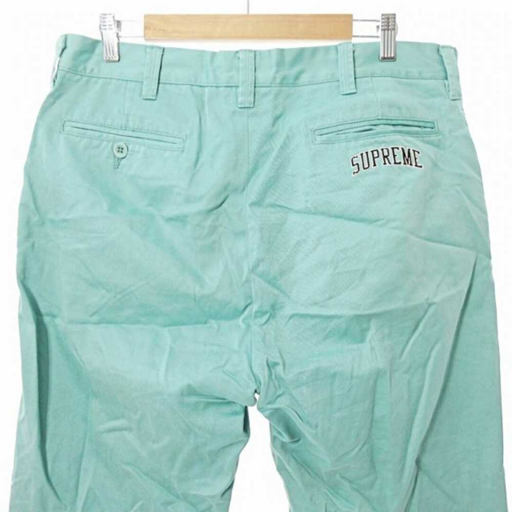 Supreme chinos work pants logo embroidery light g… - image 4