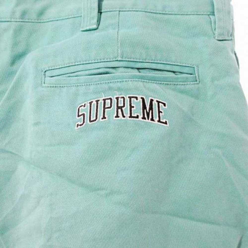 Supreme chinos work pants logo embroidery light g… - image 6