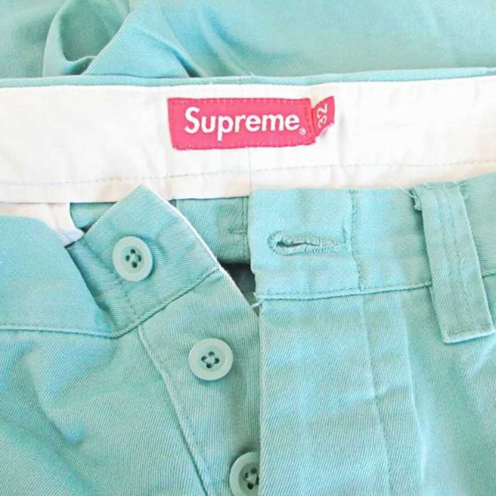 Supreme chinos work pants logo embroidery light g… - image 9