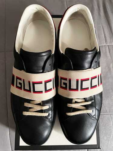 Gucci Gucci Ace Stripe Leather 'Black'