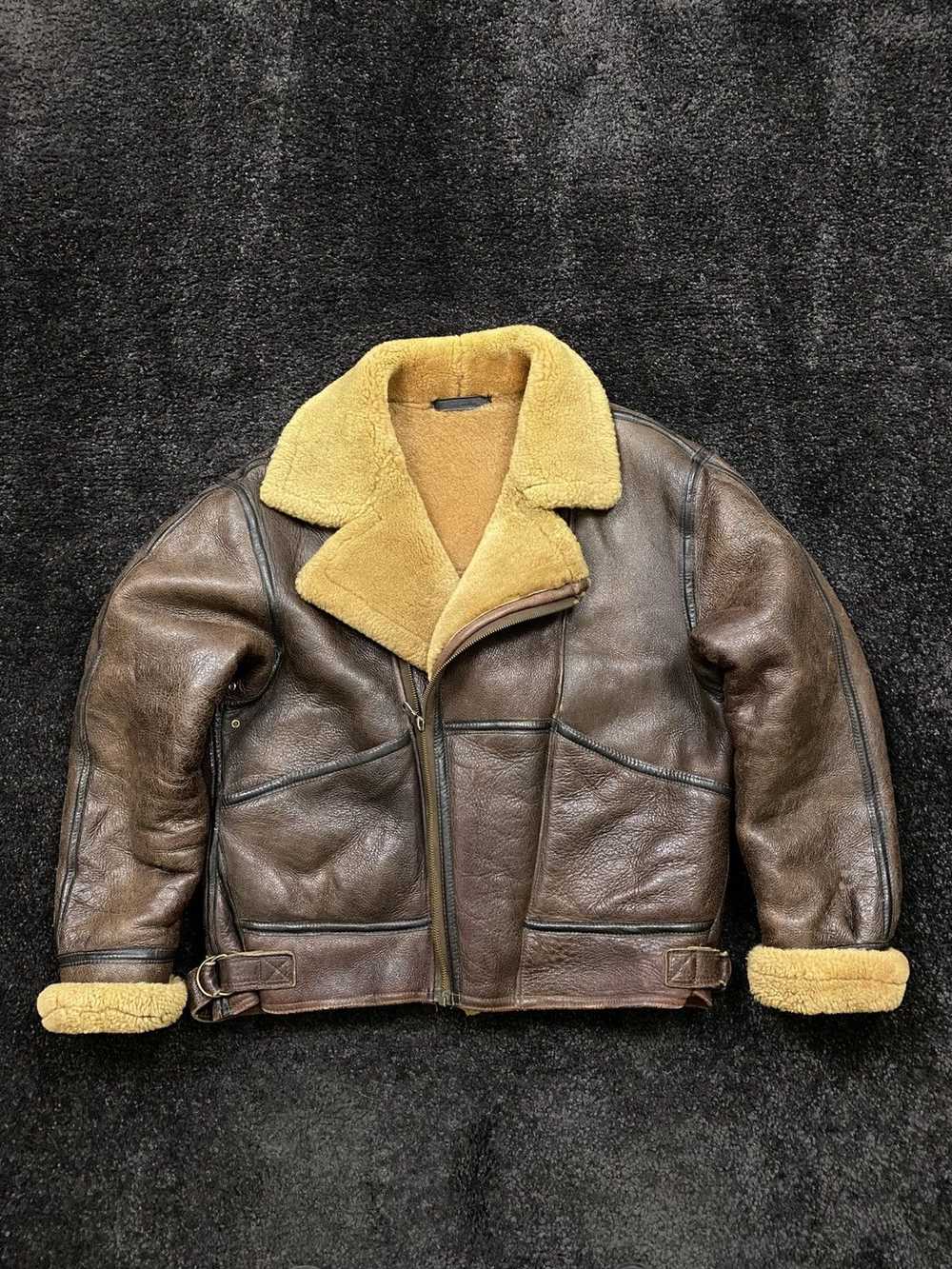 Leather Jacket × Sheepskin Coat × Vintage Vintage… - image 1