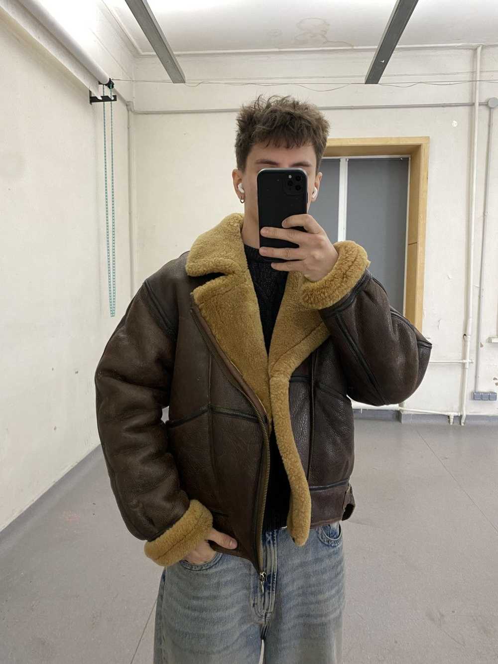 Leather Jacket × Sheepskin Coat × Vintage Vintage… - image 2