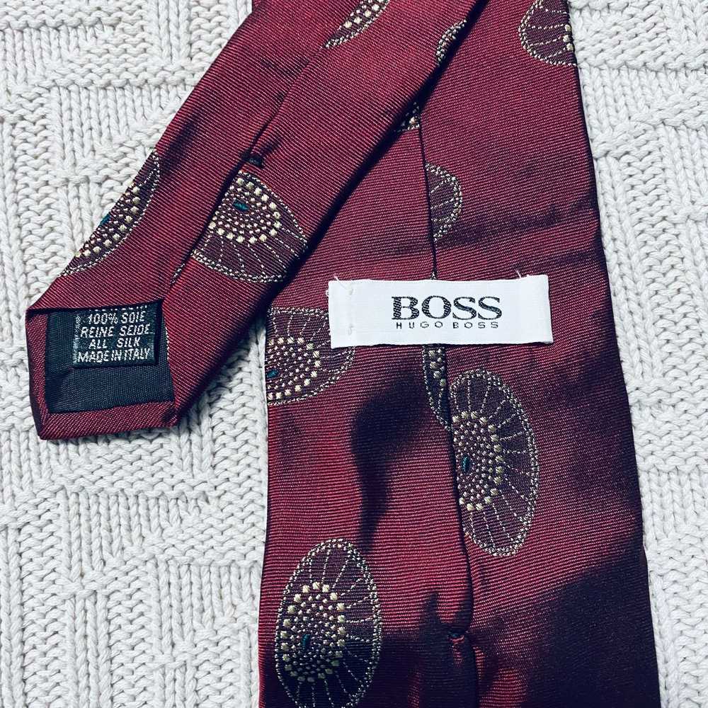 Hugo Boss Hugo Boss maroon flying saucer silk tie - image 3