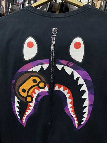 Bape A Bathing Ape Purple Camo Bape Shark Tee Shi… - image 1