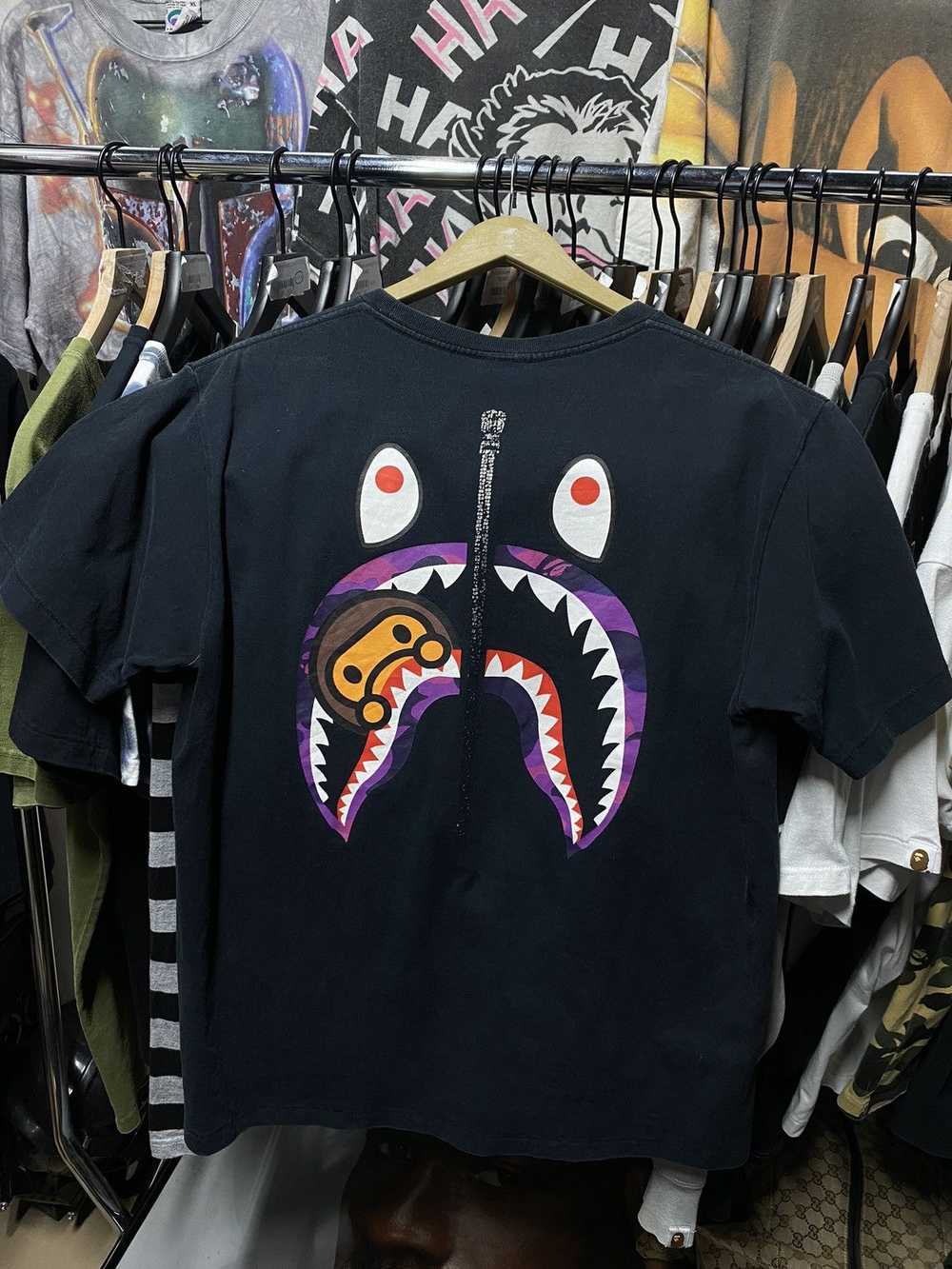 Bape A Bathing Ape Purple Camo Bape Shark Tee Shi… - image 2