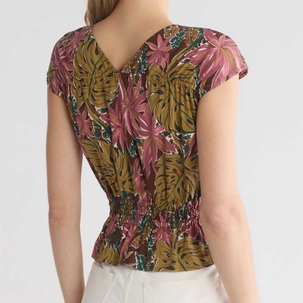 Madewell Suzy Tropical Print Linen Blend Top Size… - image 2