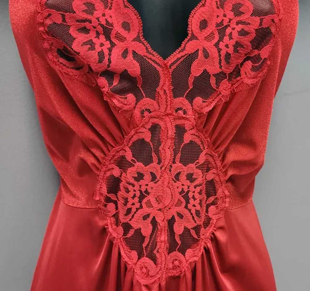 1980s Vintage Nightgown Valentine's Day RED Vanit… - image 7