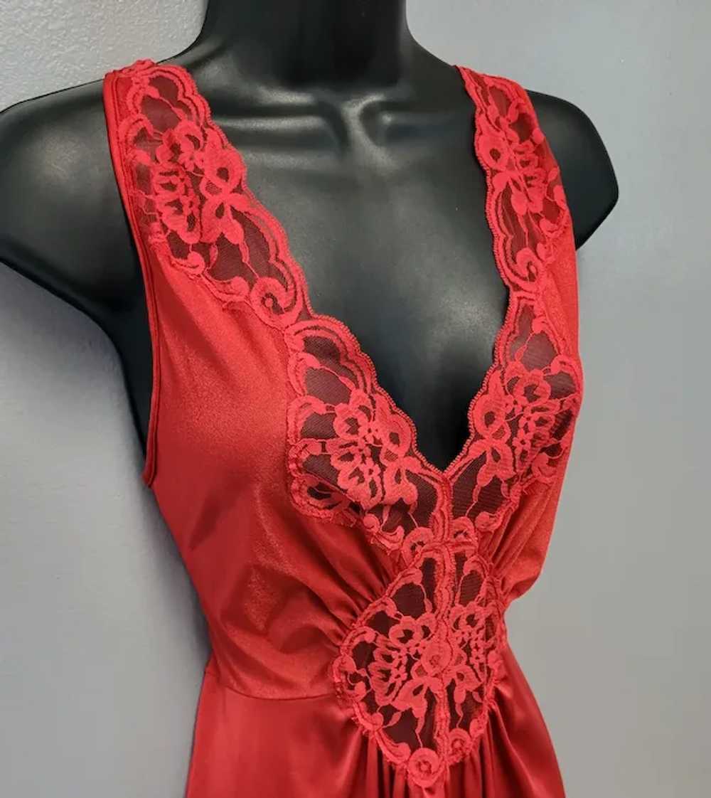 1980s Vintage Nightgown Valentine's Day RED Vanit… - image 8