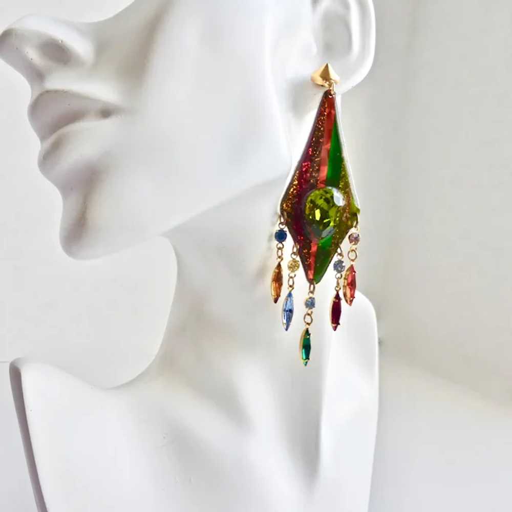 Colorful Asymmetrical Handcrafted Earrings, Post … - image 3