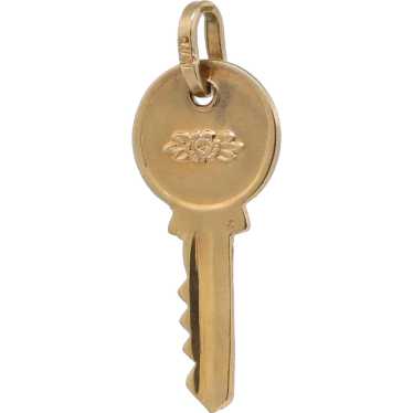 18K Yellow Gold Yale Key Pendant Charm 1" Unisex E