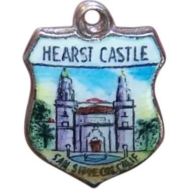 Sterling Silver Enamel Travel Shield Charm - Hear… - image 1