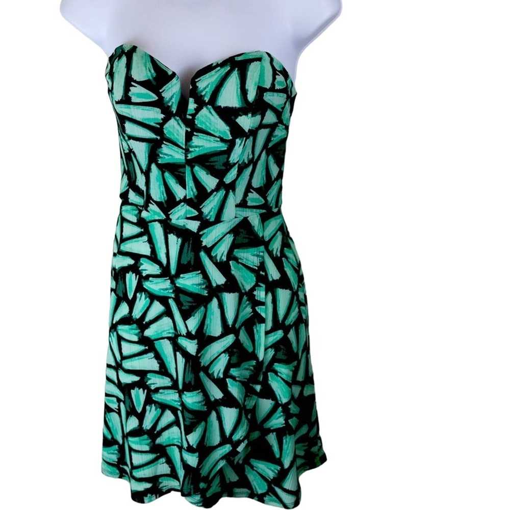 Candies Strapless Black Teal Mini Dress, Size 12 - image 1