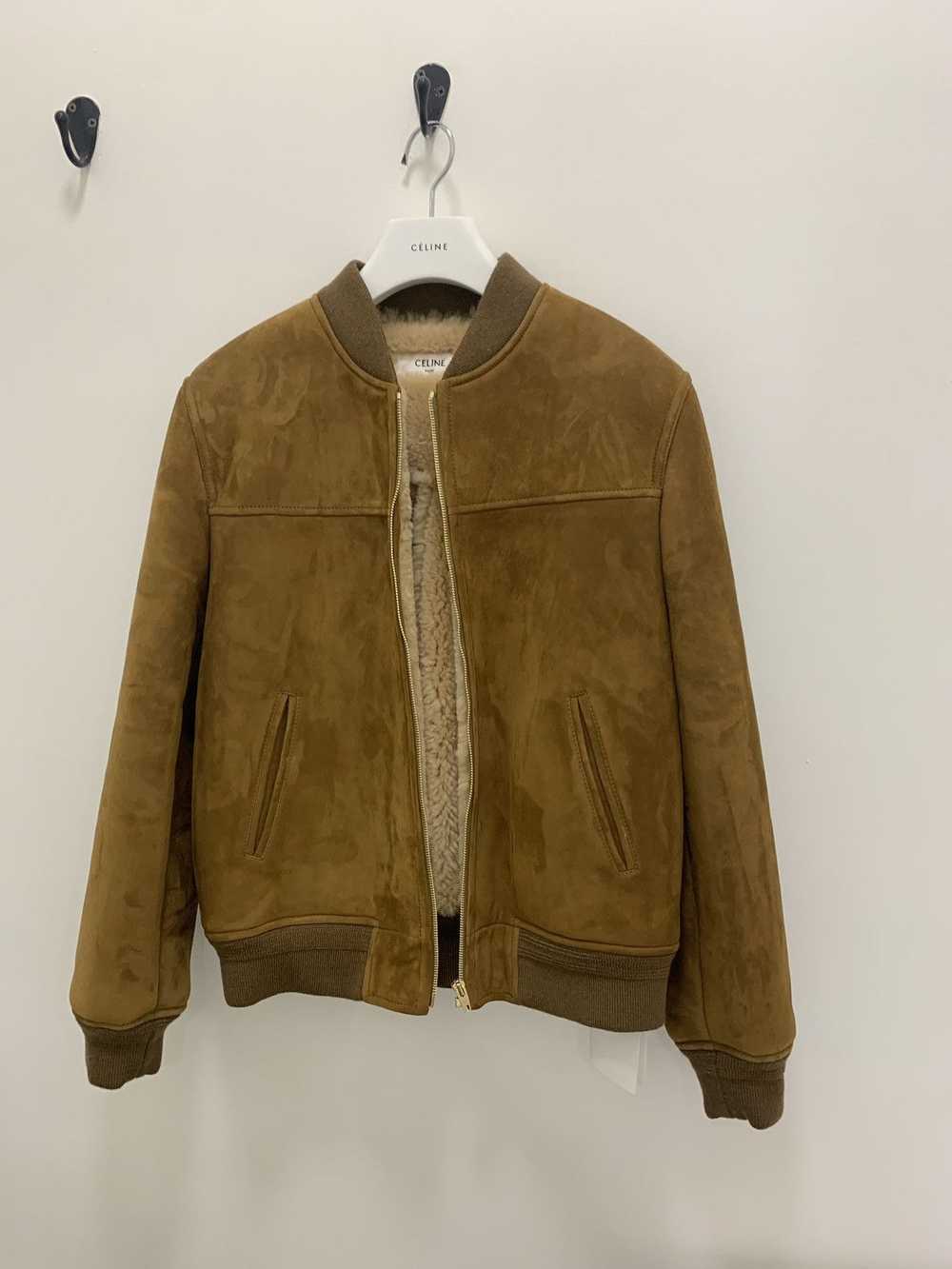 Celine Rectangle Teddy Shearling Jacket in Havana - image 1