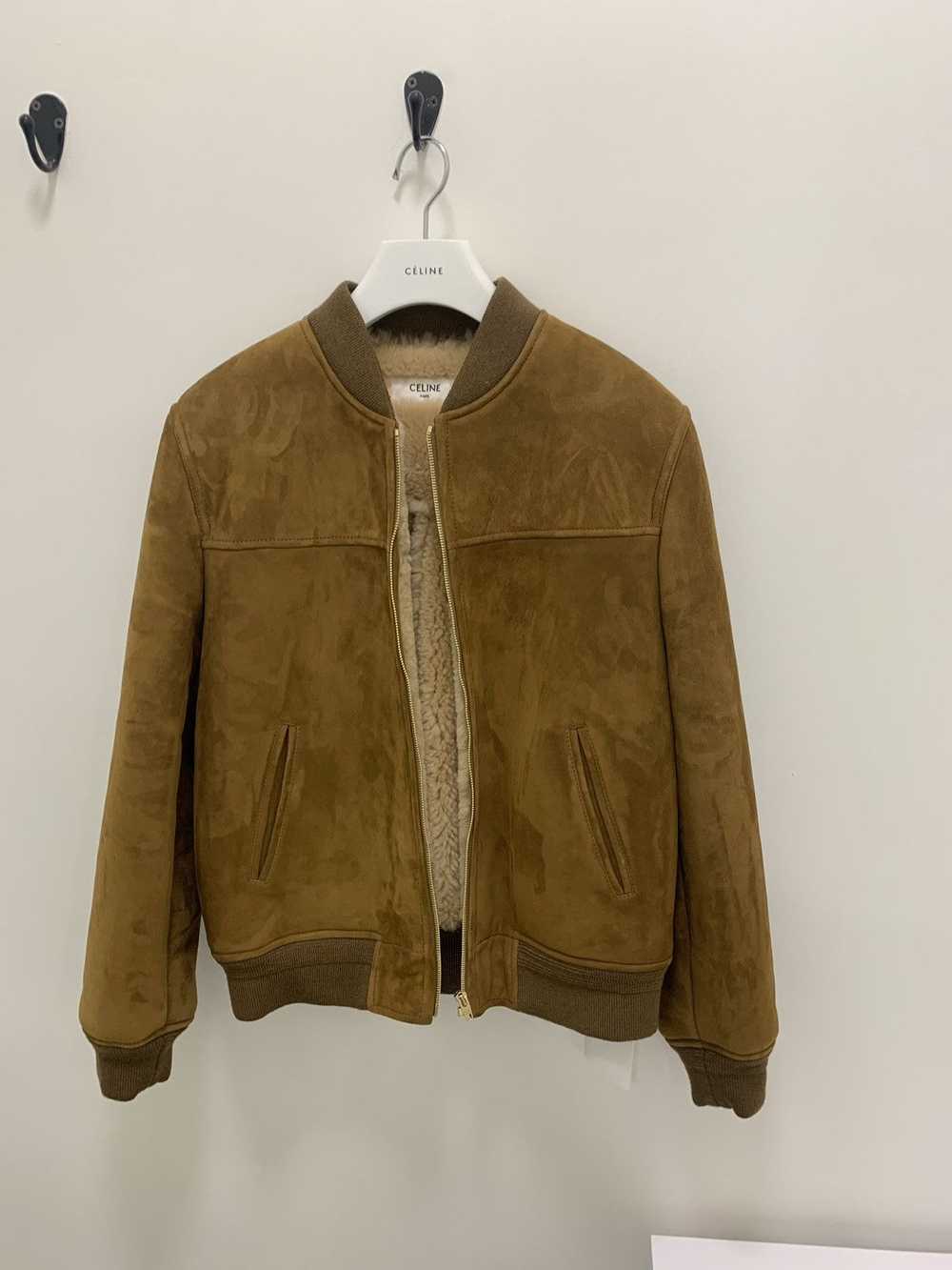 Celine Rectangle Teddy Shearling Jacket in Havana - image 2