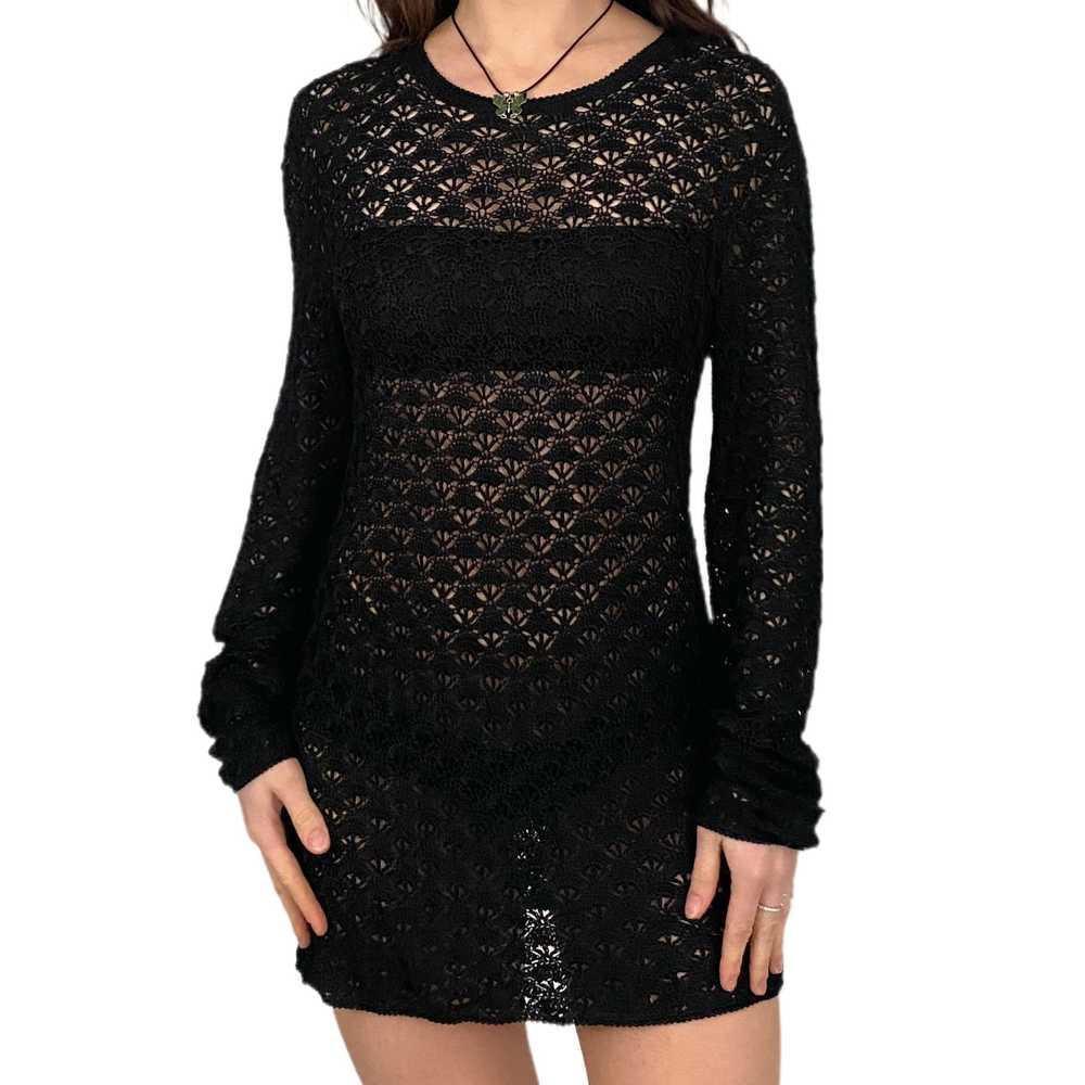 Noir Open Knit Mini Dress (M) - image 3