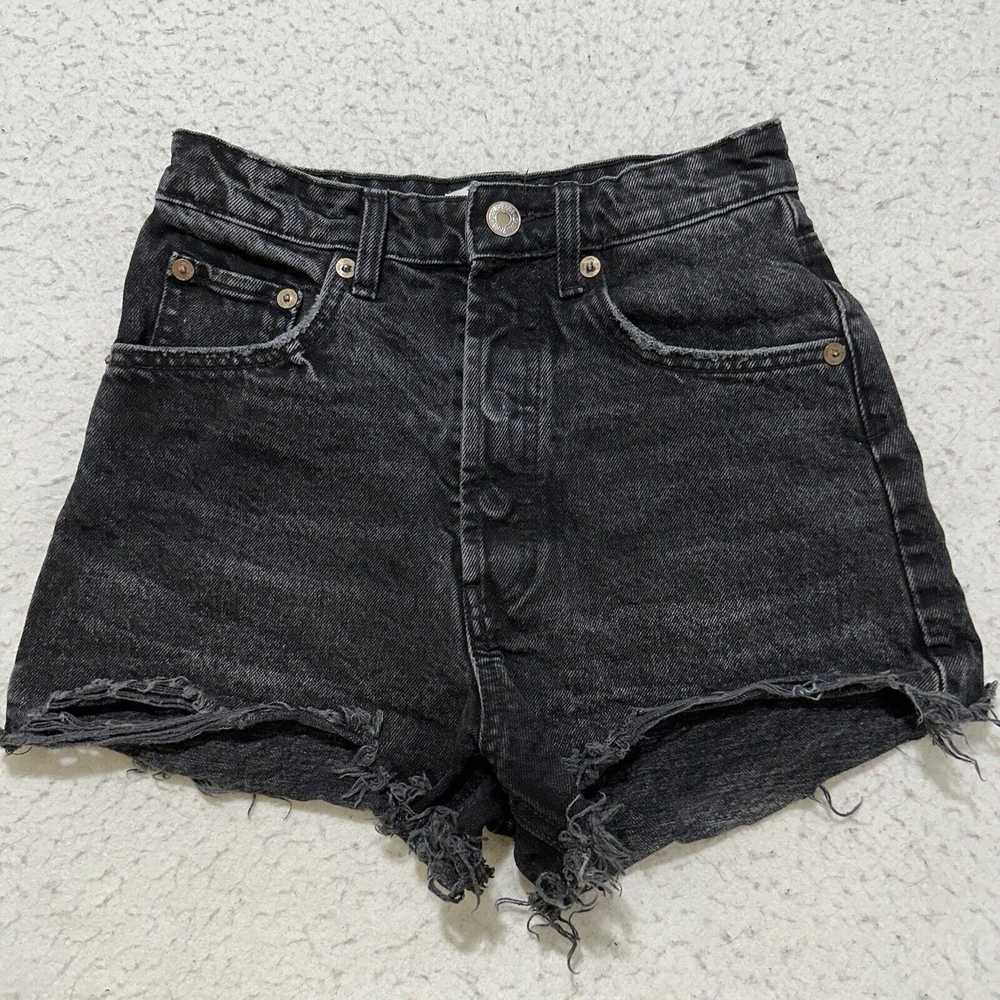 Zara Zara 0 High Rise Jean Shorts Distressed Blac… - image 1