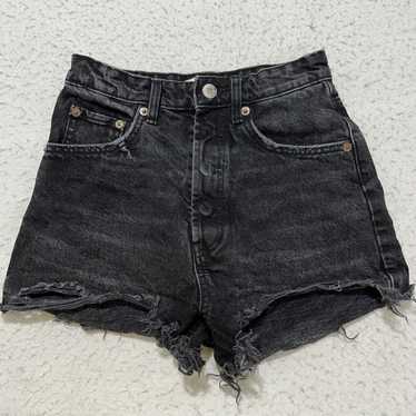 Zara Zara 0 High Rise Jean Shorts Distressed Blac… - image 1