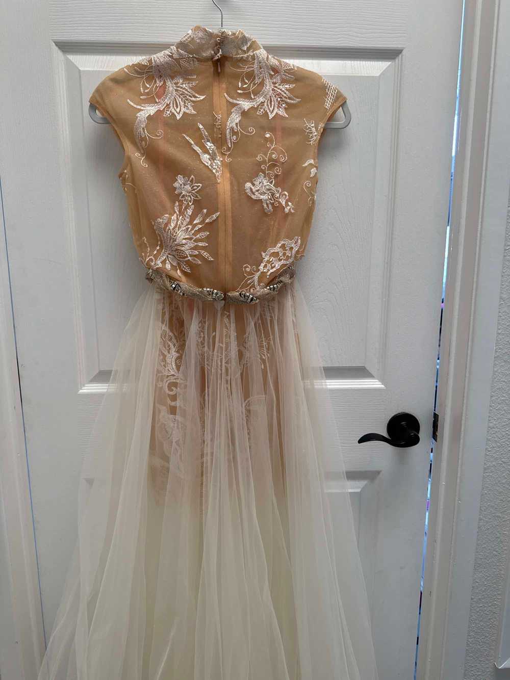 Milla Long Lace Nude Dress with Semi-Transparent … - image 5