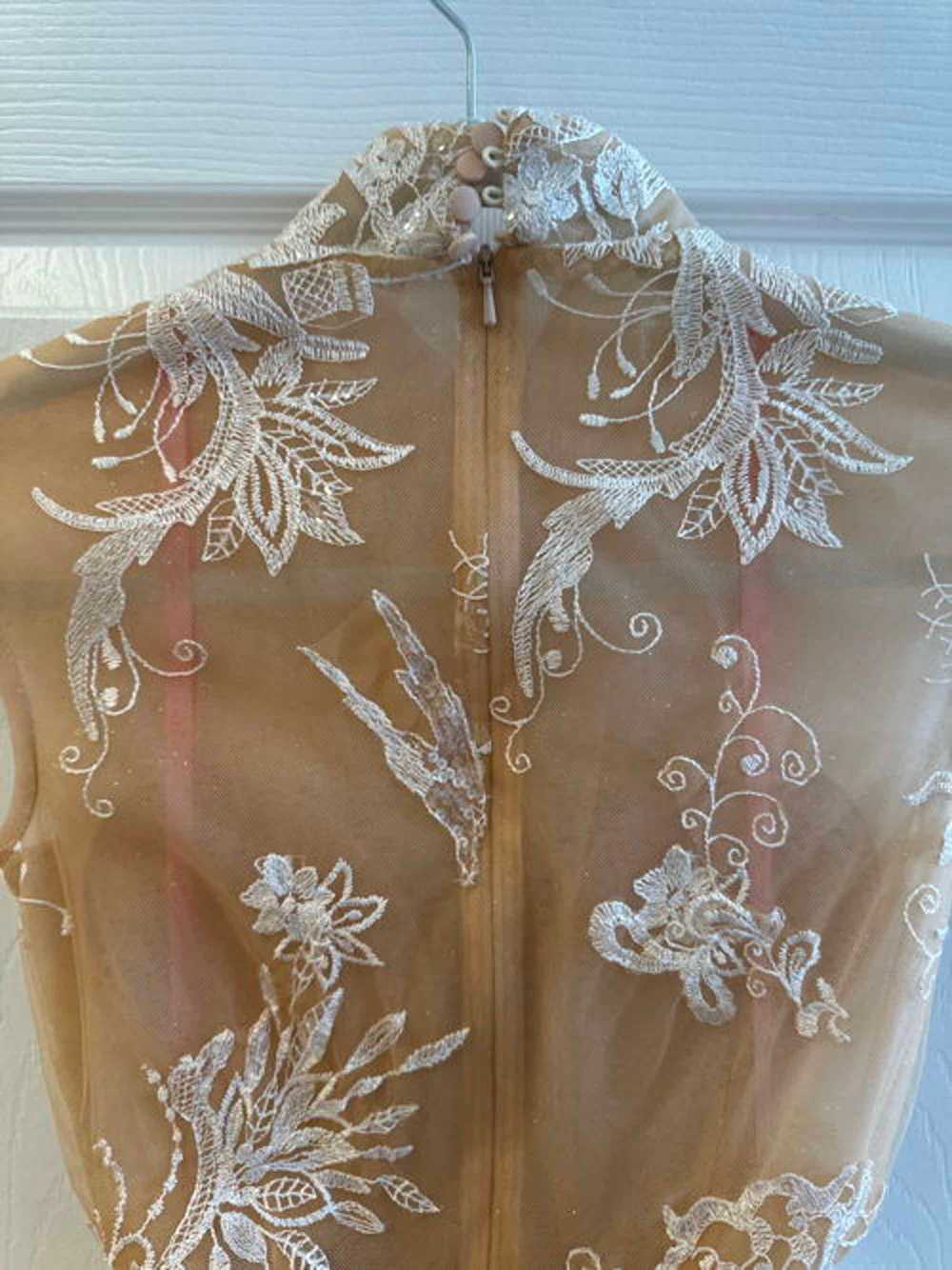 Milla Long Lace Nude Dress with Semi-Transparent … - image 7