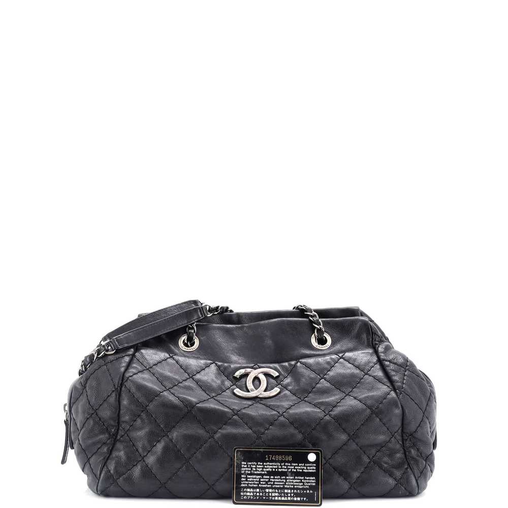 CHANEL Stitch It Bowling Bag Quilted Leather Medi… - image 2