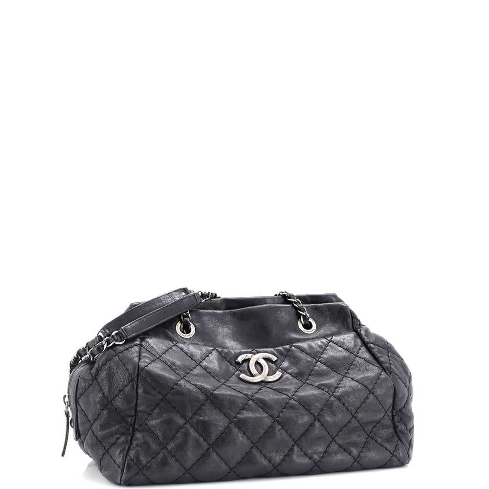 CHANEL Stitch It Bowling Bag Quilted Leather Medi… - image 3