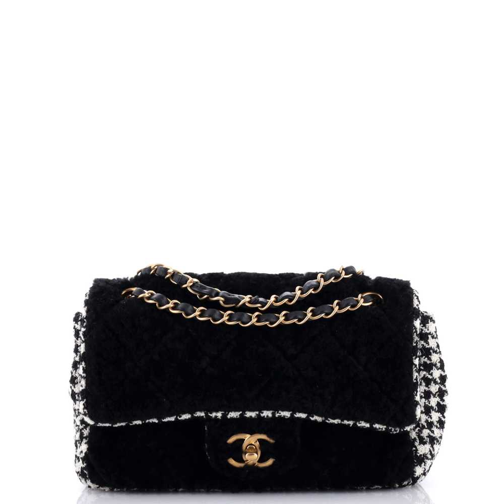 CHANEL CC Flap Bag Quilted Shearling and Tweed Me… - image 1