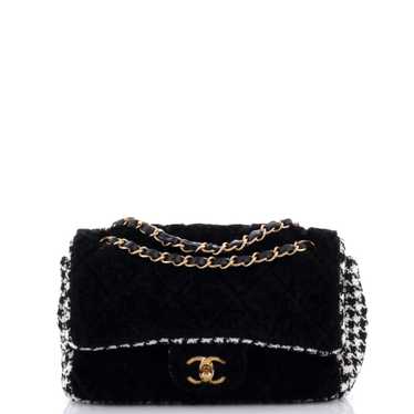 CHANEL CC Flap Bag Quilted Shearling and Tweed Me… - image 1