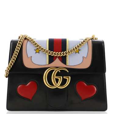 GUCCI Web Heart GG Marmont Chain Shoulder Bag Leat