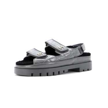 CHANEL Women's Velcro Dad Sandals Leather and Shea