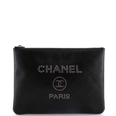 CHANEL Deauville Pouch Studded Caviar Medium